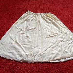 vintage 80s cream half slip midi skater handmade